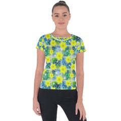 Narcissus Yellow Flowers Winter Short Sleeve Sports Top 