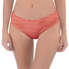 Gingham Plaid Fabric Pattern Red Reversible Classic Bikini Bottoms by HermanTelo