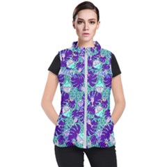 Ice Cream Tropical Pattern Blue Women s Puffer Vest