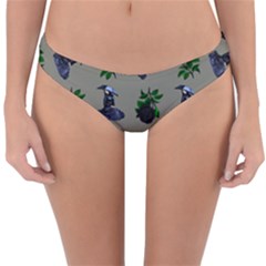 Gothic Girl Rose Grey Pattern Reversible Hipster Bikini Bottoms