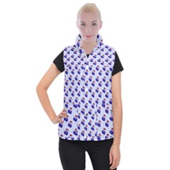 Retro Blue Cherries Women s Button Up Vest