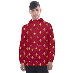 Peeled Banana On Red Men s Front Pocket Pullover Windbreaker by snowwhitegirl