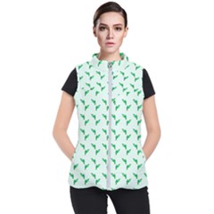 Green Parrot Pattern Women s Puffer Vest