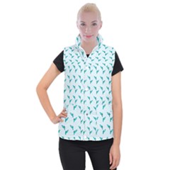 Blue Parrot Pattern Women s Button Up Vest