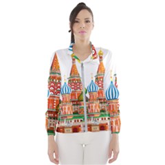Moscow Kremlin Saint Basils Cathedral Red Square L Vector Illustration Moscow Building Women s Windbreaker by Bejoart