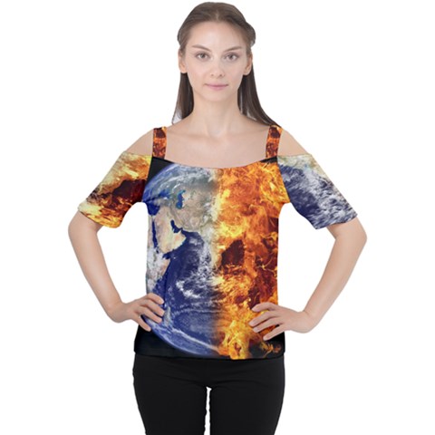 Earth World Globe Universe Space Cutout Shoulder Tee by Simbadda