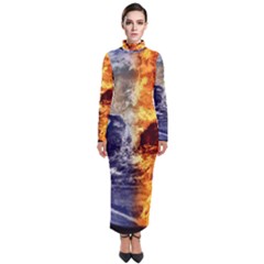 Earth World Globe Universe Space Turtleneck Maxi Dress by Simbadda