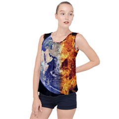 Earth World Globe Universe Space Bubble Hem Chiffon Tank Top by Simbadda