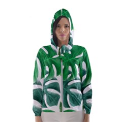 Tropical Greens Leaves Design Women s Hooded Windbreaker by Simbadda