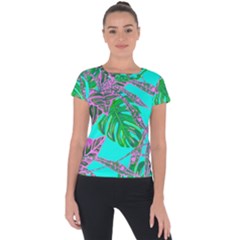 Painting Oil Leaves Reason Pattern Short Sleeve Sports Top 