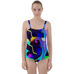 Curvy Collage Twist Front Tankini Set by bloomingvinedesign