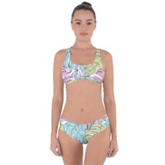 Leaves Tropical Plant Summer Criss Cross Bikini Set by Simbadda