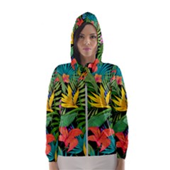 Tropical Leaves                   Hooded Wind Breaker (women) by LalyLauraFLM
