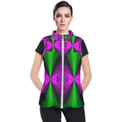 Abstract Artwork Fractal Background Green Purple Women s Puffer Vest