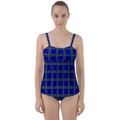 Background Pattern Design Geometric Twist Front Tankini Set