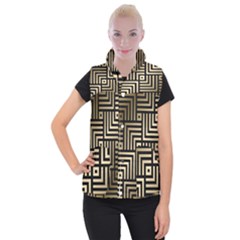 Geometric Pattern   Seamless Luxury Gold Vector Women s Button Up Vest