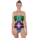 Abstract Art Fractal Creative Green Tie Back One Piece Swimsuit View1