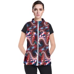 Abstract Fractal Artwork Colorful Art Women s Puffer Vest