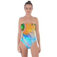 Artwork Digital Art Fractal Colors Tie Back One Piece Swimsuit