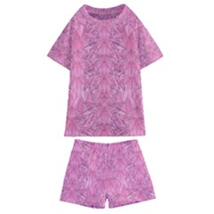 Flowers Decorative Ornate Color Kids  Swim Tee And Shorts Set by pepitasart