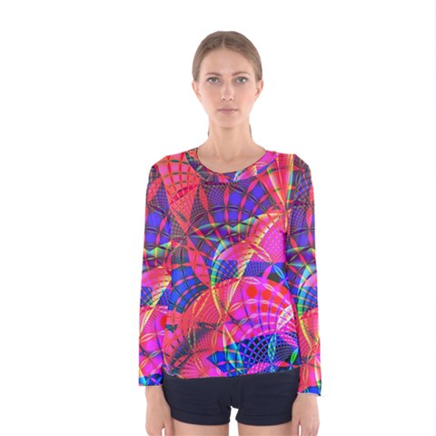 Design Background Concept Fractal Women s Long Sleeve Tee by Pakrebo