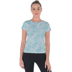 Wood Texture Diagonal Pastel Blue Short Sleeve Sports Top  by Mariart