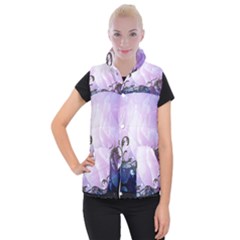Elegant Floral Design Women s Button Up Vest by FantasyWorld7