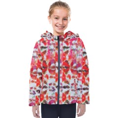 Paint Splatters On A White Background                      Kids  Hooded Puffer Jacket