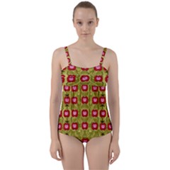 Happy Floral Days In Colors Twist Front Tankini Set by pepitasart