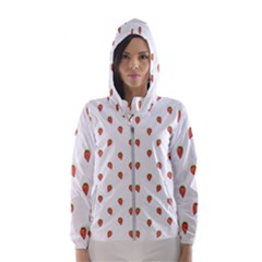 Cartoon Style Strawberry Pattern Women s Hooded Windbreaker by dflcprintsclothing
