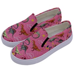Dinosaurs Pattern Kids  Canvas Slip Ons by NiOng