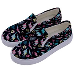 Dinosaurs Pattern Kids  Canvas Slip Ons by NiOng