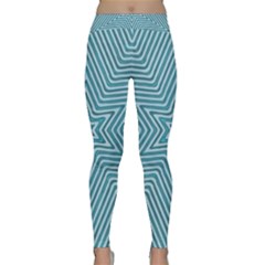 Lines Blue Repeating Textile Classic Yoga Leggings by Wegoenart