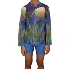 Mountains Abstract Mountain Range Kids  Long Sleeve Swimwear by Wegoenart