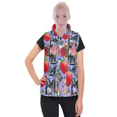 Vintage Girls Floral Collage Women s Button Up Vest