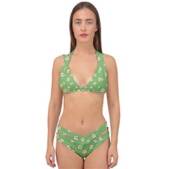 Happy Toast Green Double Strap Halter Bikini Set