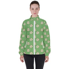 Happy Toast Green Women s High Neck Windbreaker