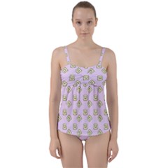 Happy Toast Pink Twist Front Tankini Set