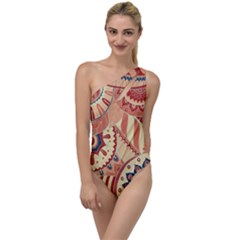 Pop Art Paisley Flowers Ornaments Multicolored 4 To One Side Swimsuit by EDDArt