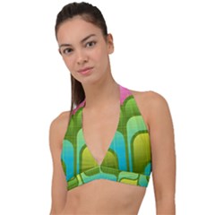 Background Color Texture Bright Halter Plunge Bikini Top by Pakrebo