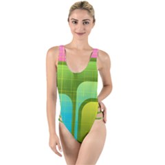 Background Color Texture Bright High Leg Strappy Swimsuit by Pakrebo