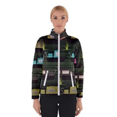 Narrow Boats Scene Pattern Winter Jacket by Pakrebo