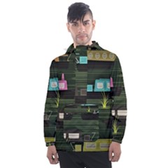 Narrow Boats Scene Pattern Men s Front Pocket Pullover Windbreaker by Pakrebo