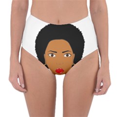 African American Woman With ?urly Hair Reversible High-waist Bikini Bottoms by bumblebamboo