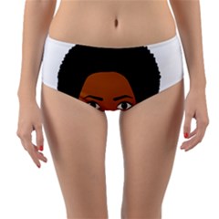 African American Woman With ?urly Hair Reversible Mid-waist Bikini Bottoms by bumblebamboo