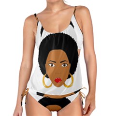 African American Woman With ?urly Hair Tankini Set by bumblebamboo