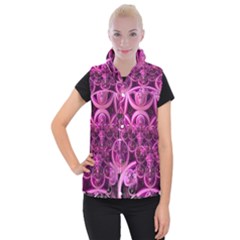 Fractal Math Geometry Visualization Pink Women s Button Up Vest by Pakrebo