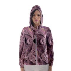 Fractal Tender Rose Cream Women s Hooded Windbreaker by Pakrebo