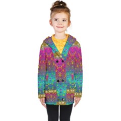 Signs Of Peace  In A Amazing Floral Gold Landscape Kids  Double Breasted Button Coat by pepitasart