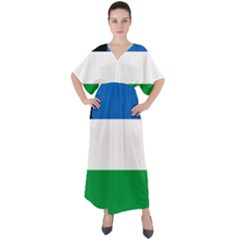 Flag Of Argentine Province Of Río Negro V-neck Boho Style Maxi Dress by abbeyz71